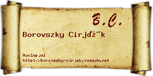 Borovszky Cirjék névjegykártya